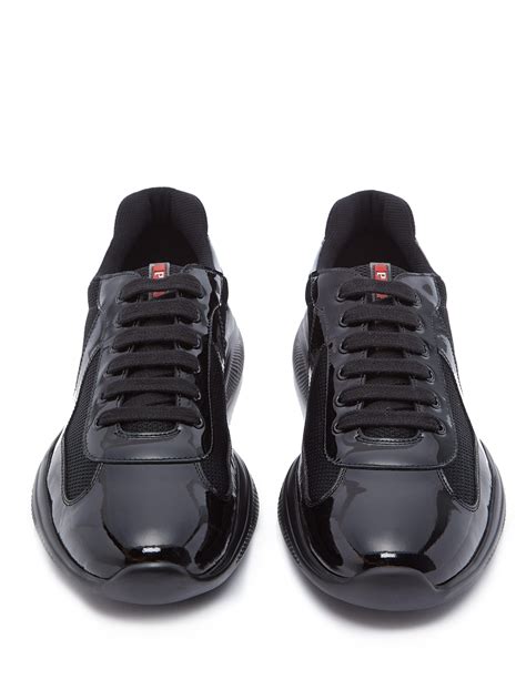 prada black patent trainers